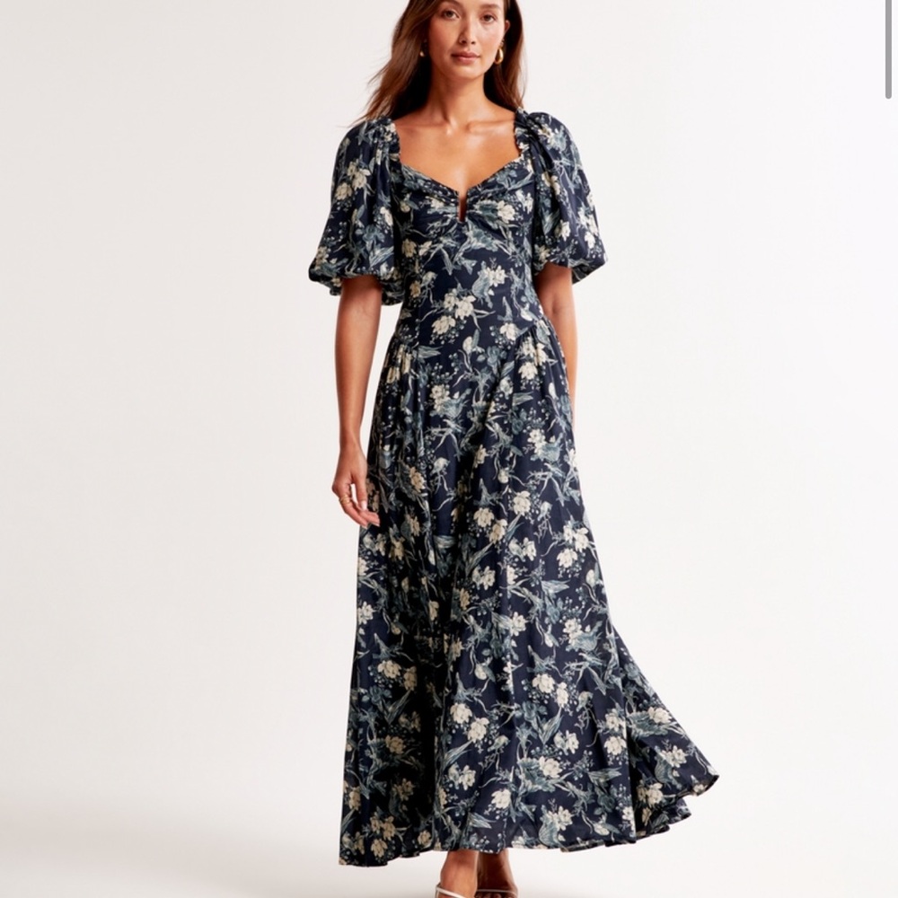 Abercrombie hardware drama puff sleeve maxi